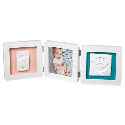 Набор для создания отпечатка ручки и ножки малыша Baby Art Тройная рамка Белая (3601097200) 3601097200 фото