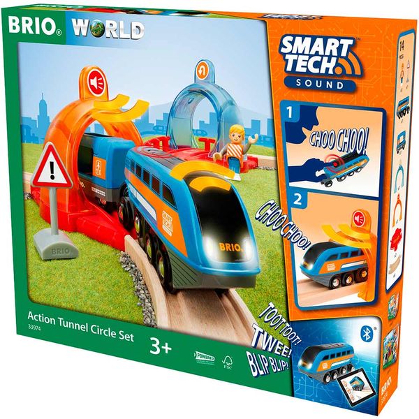 Детская железная дорога BRIO Smart Tech круговая с тоннелями (33974) 33974 фото