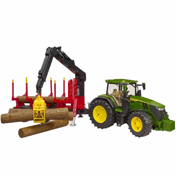 Іграшка Bruder трактор John Deere 7R 350 з причепом, краном та колодами (03154) 03154 фото