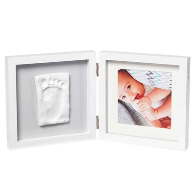 Набір для створення відбитка ручки та ніжки малюка Baby Art Подвійна рамка квадратна Біло/сіра (3601095200) 3601095200 фото