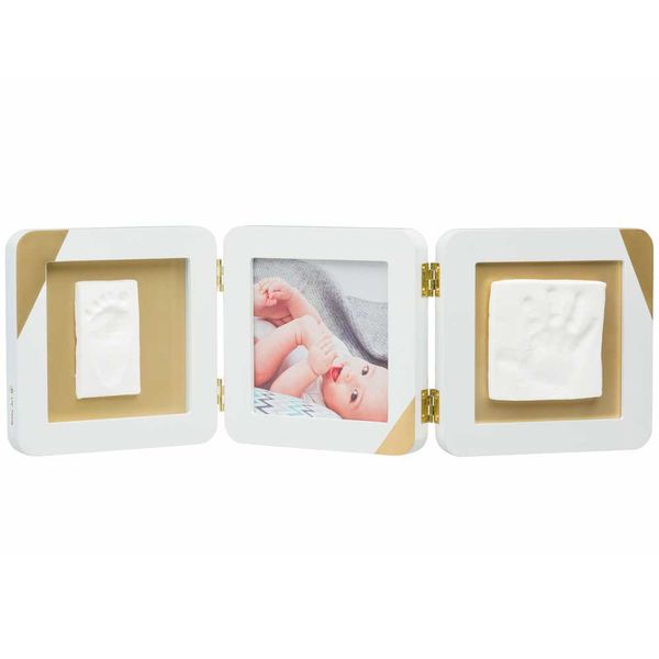 Набір для створення відбитка ручки та ніжки малюка Baby Art Потрійна рамка Золотий Кант (3601098600) 3601098600 фото