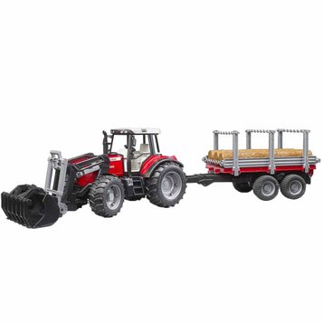 Игрушка Bruder трактор Massey Ferguson 7480 с погрузчиком и лесовозом (02046) 02046 фото