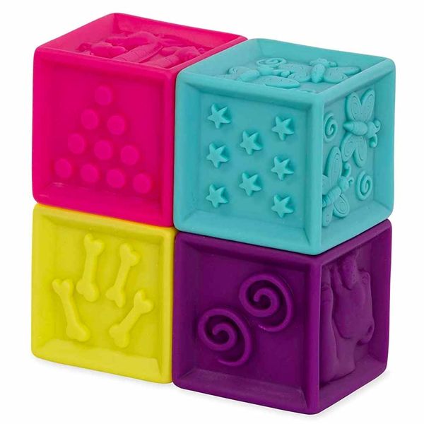 Розвивальні силіконові кубики Battat ПОЛІЧИ! (м'які кольори) (BX1481Z) BX1481Z фото