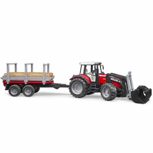 Іграшка Bruder трактор Massey Ferguson 7480 з навантажувачем та лісовозом (02046) 02046 фото