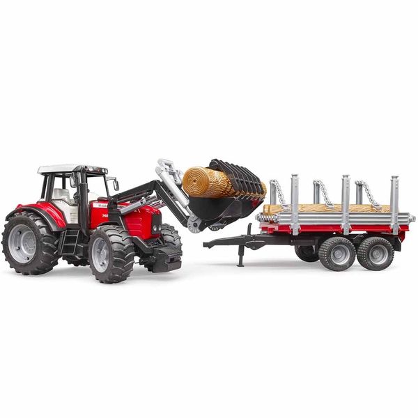 Іграшка Bruder трактор Massey Ferguson 7480 з навантажувачем та лісовозом (02046) 02046 фото
