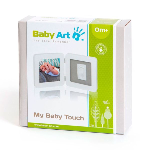 Набір для створення відбитка ручки та ніжки малюка Baby Art Подвійна рамка Біла (3601097100) 3601097100 фото