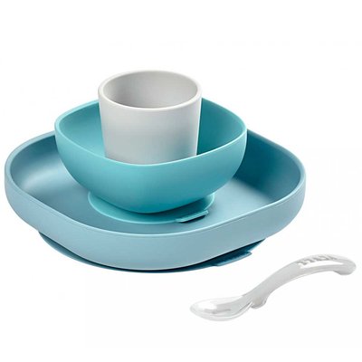 Набір силіконового посуду Beaba 4 предмети - синій (913472) 913472 фото