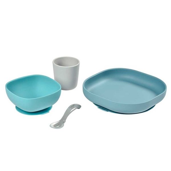 Набір силіконового посуду Beaba 4 предмети - синій (913472) 913472 фото
