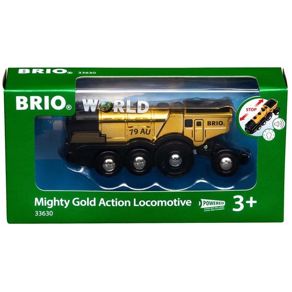 Могутній золотий локомотив для залізниці BRIO на батарейках (33630) 33630 фото