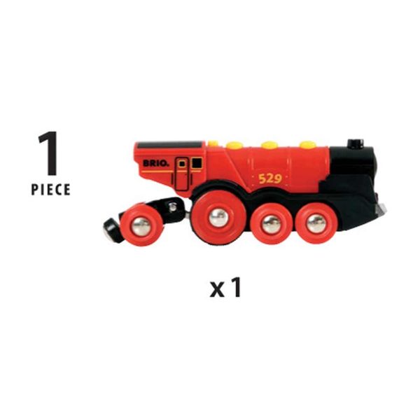Могучий красный локомотив для железной дороги BRIO на батарейках (33592) 33592 фото