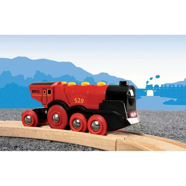 Могутній червоний локомотив для залізниці BRIO на батарейках (33592) 33592 фото