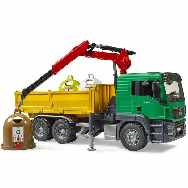 Машинка Bruder вантажівка MAN TGS з маніпулятором та сміттєвими контейнерами (03753) 03753 фото
