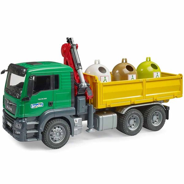 Машинка Bruder грузовик MAN TGS с манипулятором и мусорными контейнерами (03753) 03753 фото