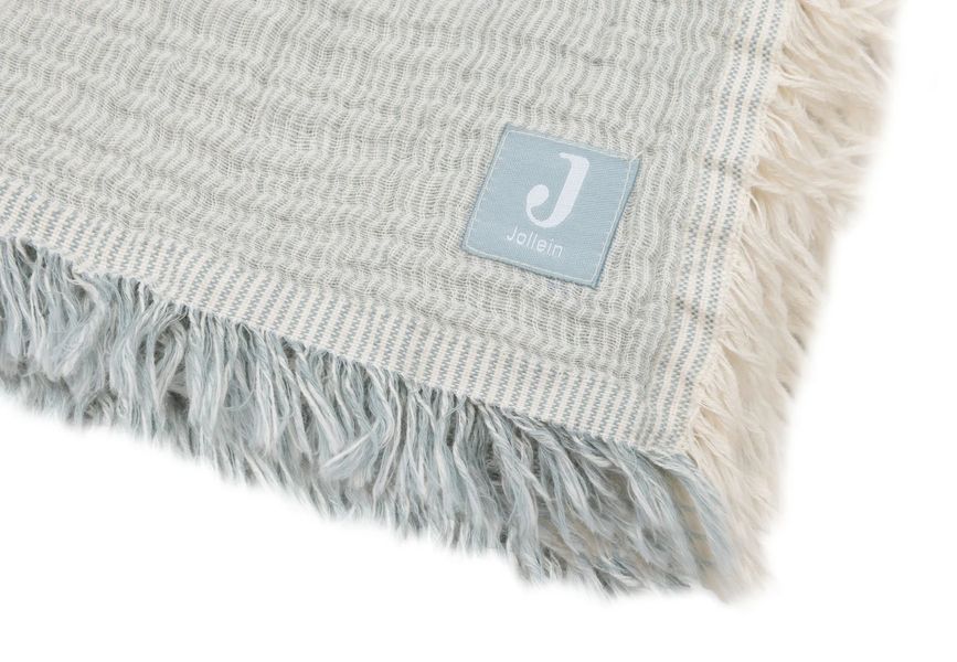 Дитяча муслінова ковдра Jollein 120&times;120 см, Fringe Stripe морська зелень GOTS (516-522-68088) 516-522-68088 фото