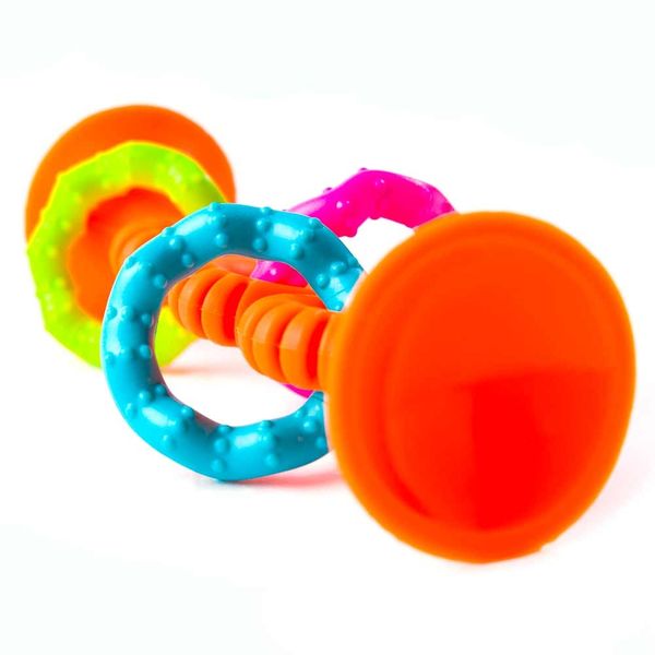 Прорезыватель-погремушка на присосках Fat Brain Toys pipSquigz Loops оранжевый (F165ML) F165ML фото