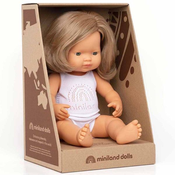 Лялька-пупс Miniland анатомічна, 38см, дівчинка блондинка із зеленими очима (31260) 31260 фото