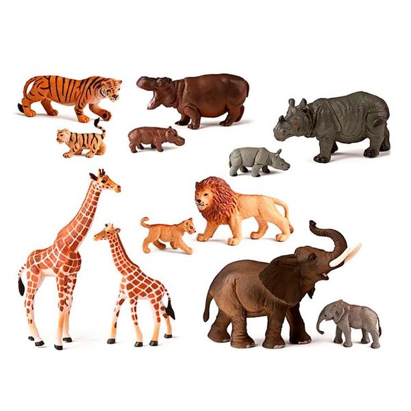 Набір фігурок диких тварин Miniland Wild Animals with Babies, 12 шт. (25137) 25137 фото
