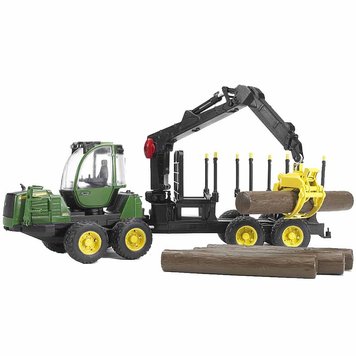 Іграшка Bruder трактор John Deere 1210E з причепом з маніпулятором та колодами (02133) 02133 фото