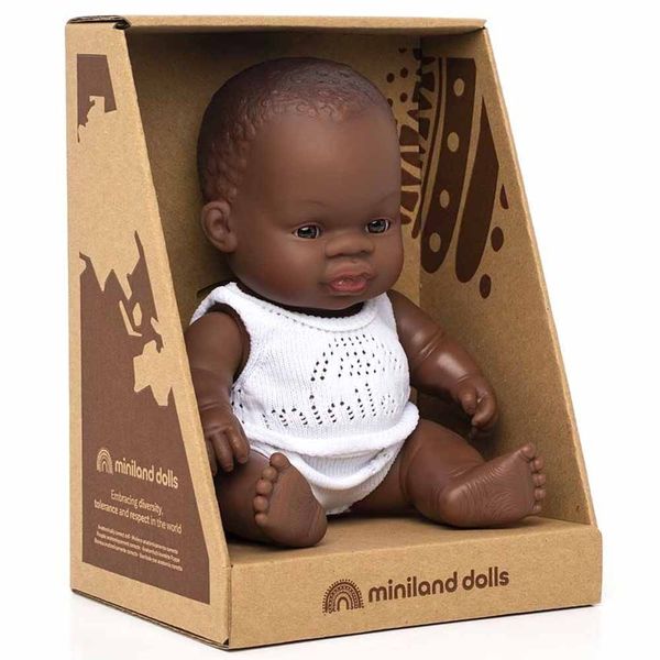 Лялька-пупс Miniland анатомічна, 21см, дівчинка-африканка (31124) 31124 фото