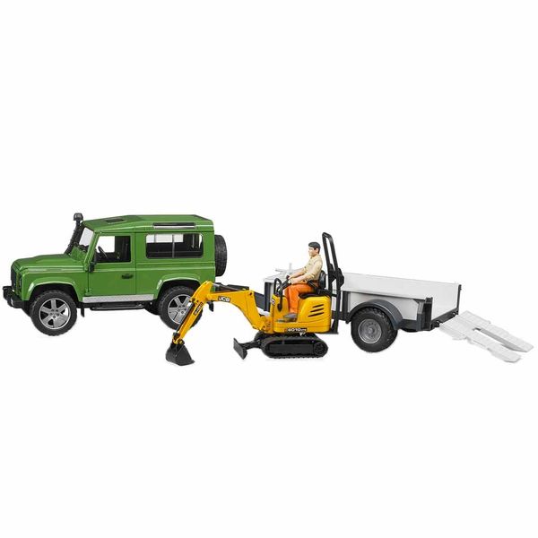 Игрушка Bruder внедорожник Land Rover Defender c прицепом и экскаватором 8010 CTS (02593) 02593 фото