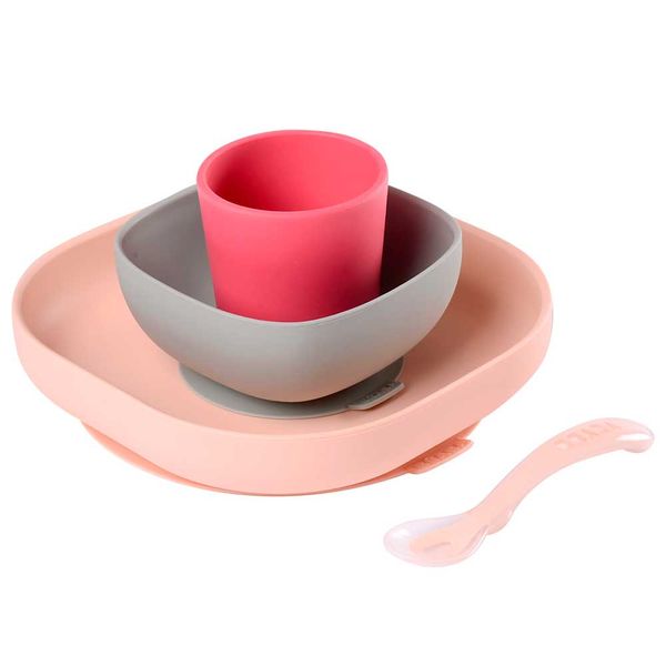 Набор силиконовой посуды Beaba 4 предмета - розовый (913429) 913429 фото