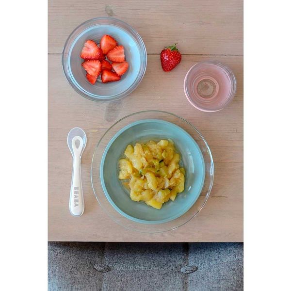 Набір дитячого посуду зі скла Beaba 3 предмети - рожевий/сірий (913487) 913487 фото