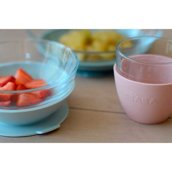 Набор детской посуды из стекла Beaba 3 предмета - розовый/серый (913487) 913487 фото
